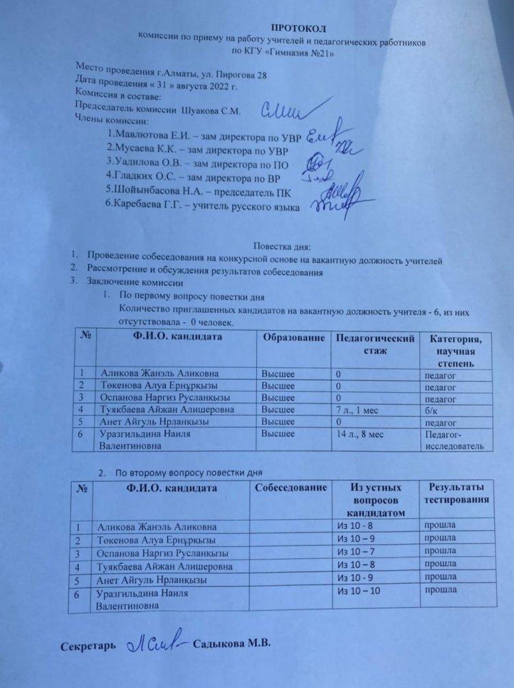 Протокол комиссии